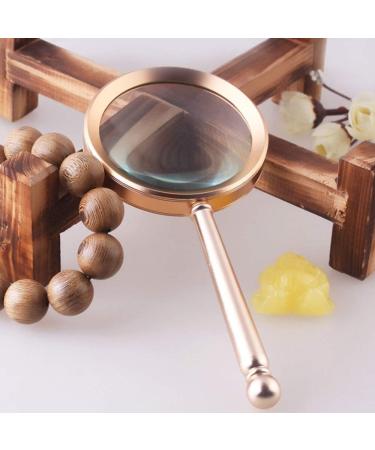 Magnifiers Handheld Magnifying Glass 85mm Glass Lens Gold Handheld Reading 5 Times Reading Aids - Buy Online on GoSupps.com