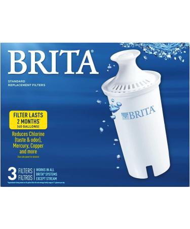 Brita Standard Water Filter Replacement - 3 Count, BPA Free for Pitchers & Dispensers - Buy Online on GoSupps.com