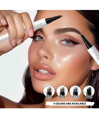 Eyebrow Pencil with 4 Fork Tip Long-Lasting Eyebrow Smudge-Resistant Pencil Waterproof Brow Pen 3D Microblading Brow Tint Pens for Makeup Beginners Stays (Dark Brown) - Buy Online on GoSupps.com