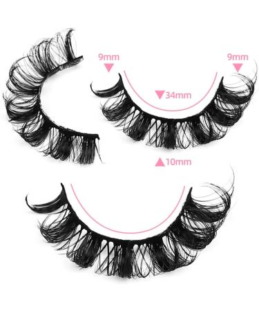 Russian Strip Lashes Natural Look False Eyelashes D Curly Faux Mink Lashes Wispy Fluffy Volume Russian Lashes 3D Effect Fake Eyelashes (10 Pairs) (10 DH02) Dh02 10 - Buy Online on GoSupps.com