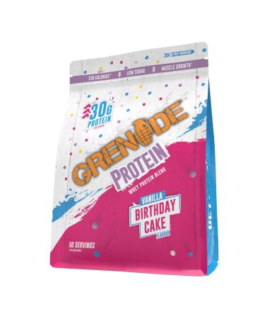 Grenade Protein Powder Whey Protein Blend with 30g Protein per Serving High Protein Low Sugar (50 Servings) - Birthday Cake 2 kg (Pack of 1) 50 Servings (Pack of 1) Birthday Cake