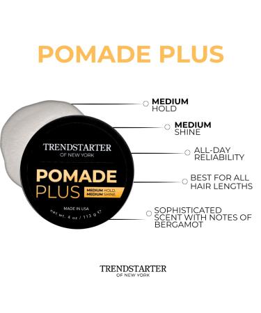 TRENDSTARTER Pomade Plus 4oz - Medium Hold & Shine Flake-Free Water-Based Hair Gel for All Hair Types - All-Day Styling Solution - Buy Online on GoSupps.com