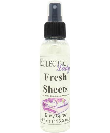 Fresh Sheets Body Spray (Double Strength) 4 ounces Body Mist for Women with Clean Light & Gentle Fragrance Long Lasting Perfume with Comforting Scent for Men & Women Cologne with Soft Subtle 4 Fluid Ounces (Double Strength)