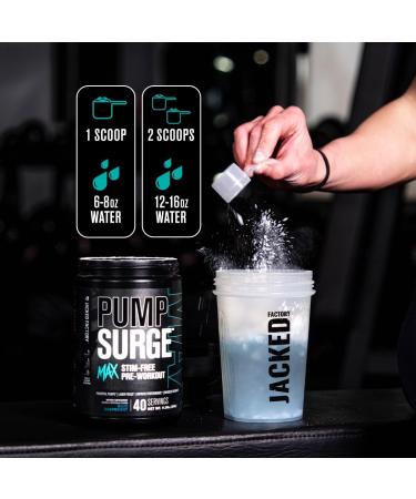 Jacked Factory Pumpsurge Max Stim Free Pre Workout - High-Performance Caffeine Free Pre Workout with L-Citrulline N03-T Arginine Nitrate & Glutathione - 40 Servings Cherry Limeade - Buy Online on GoSupps.com