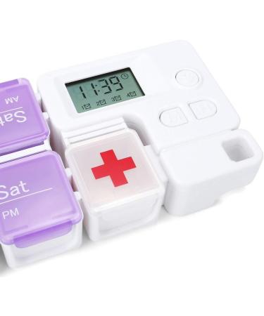 Cozycabin 7-Day Pill Organizer with Alarm - Large Weekly Vitamin & Medication Box (AM/PM) for Travel - Rainbow - Buy Online on GoSupps.com
