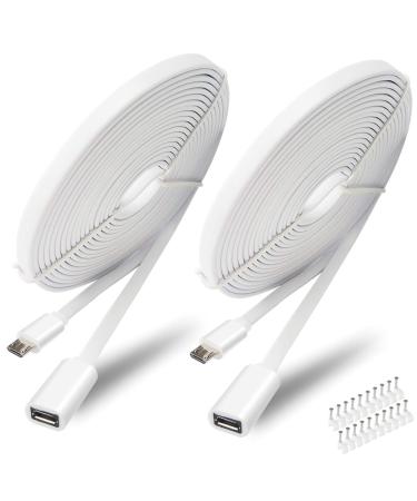 2 Pack 13FT Micro USB Extension Cable for Zmodo,Male to Female Extender Flat Power Cord Compatible for Wyze Cam v3 v2,Yi Camera,Oculus Go,Netvue,Nest Cam,Blink,Furbo Dog Home Security Camera