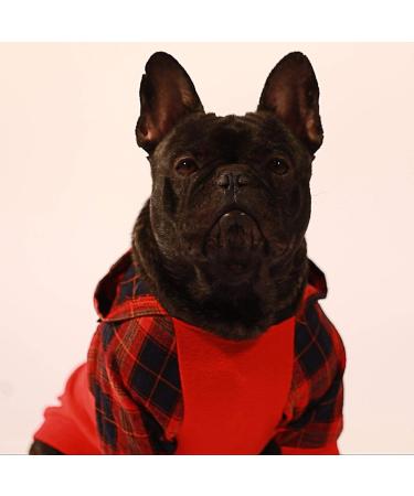 Fitwarm 100% Cotton Plaid Dog Hoodie | Lightweight Pet Sweatshirt for Dogs and Cats | Red Hooded Outfit - Buy Online on GoSupps.com