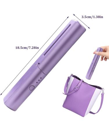 Rechargeable Mini Hair Straightener Comb - Portable Electric Straightening Comb with Adjustable Temperature Tourmaline Ceramic Plates for Wet & Dry Hair - Travel-Friendly Green & Purple - Buy Online on GoSupps.com