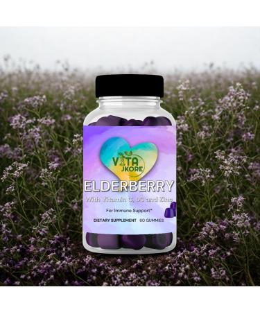 VITA JKORE Elderberry Gummies with Vitamin C Zinc & D Immune Support Supplement Plant-Based Berry Flavor 120mg Elderberry Extract Gluten-Free Vegetarian  - Buy Online on GoSupps.com