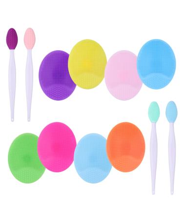 OBSGUMU Silicone Facial Cleansing Brush,8pcs Manual Face Scrubber,Exfoliating Brush and Facial Pore Cleansing Pad for Face Massage or Removing Blackhead and 4 pcs Lip Scrub Brush,Anti-Aging