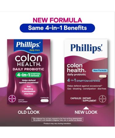 Phillips' Colon Health Daily Probiotic Capsules - 4-in-1 Symptom Defense - 60 Count - Buy Online on GoSupps.com