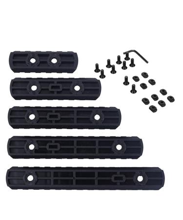 5 pieces MLOK Picatinny Schiene M-LOK Section 5/7 /9/11/13 Slot Metall-Picatinny Aluminum Weaver Set Accessories for MLOK Hand protection
