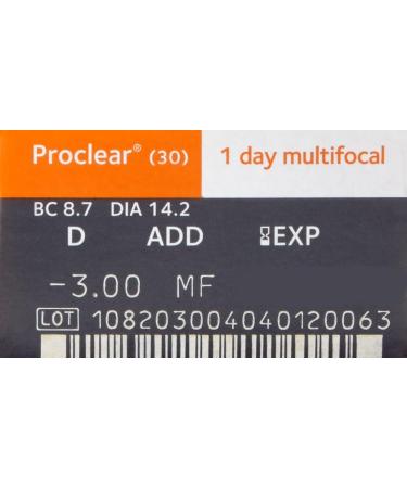 Proclear 1-Day Multifocal Soft Contact Lenses - 30 Pack | BC 8.70 mm DIA 14.20 ADD Med -3.00 Diopters | International Shipping Available - Buy Online on GoSupps.com