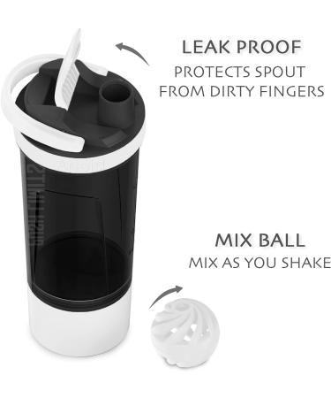 Artoid Mode 720ml Inspirational Sports Fitness Protein Shaker Bottle with Twist-Lock Storage, Dual Mixing Technology - BPA Free Black/White - Buy Online on GoSupps.com