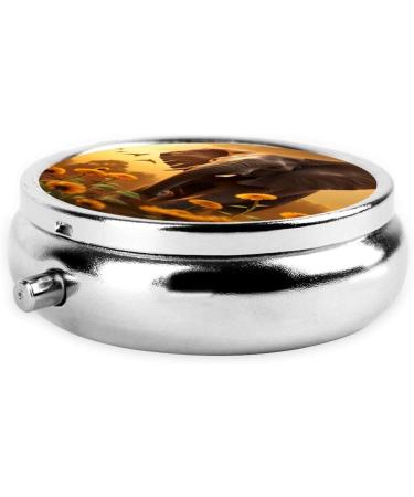 Buy Mini Travel Metal Pill Box | 2.0x2.0x0.7 in Elephant & Sunflower Design | Portable Medicine Organizer - Buy Online on GoSupps.com