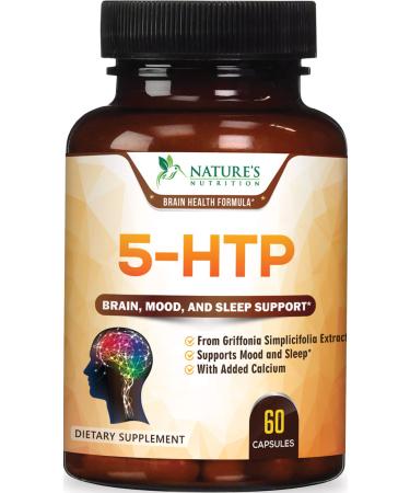 5-HTP 200mg Capsules - Extra Strength Support for Stress, Bottled in USA, Best 5-Hydroxytryptophan Supplement for Men and Women, Supports Mood - 60 Capsules 60 Count (Pack of 1)
