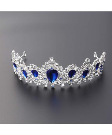 Frcolor Blue Crystal Crown Tiara - Bridal Headpiece & Rhinestone Headband for Weddings & Parties - Buy Online on GoSupps.com