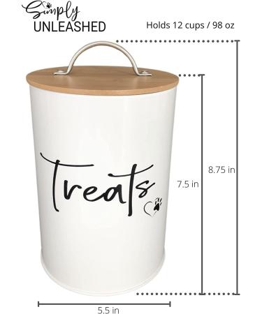 Simply Unleashed White Treat Container with Bamboo Lid - 98 oz | Dog and Cat Storage - Buy Online on GoSupps.com