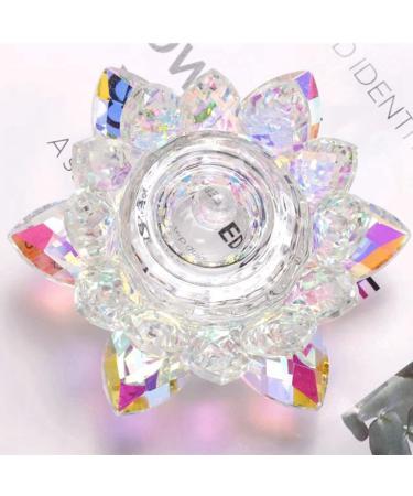Kapmore Portable Creative Glassware Nail Lotus Dish Shaped Crystal with Lid Bowl Glass Powder Nail Cup - Buy Online on GoSupps.com