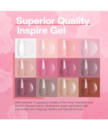 Modelones Gel Nail Kit with 48W Lamp - 12 Colors Pink Polish Set + UV LED Lamp - Starter Kit with Top & Base Coat for DIY Manicure - Buy Online on GoSupps.com