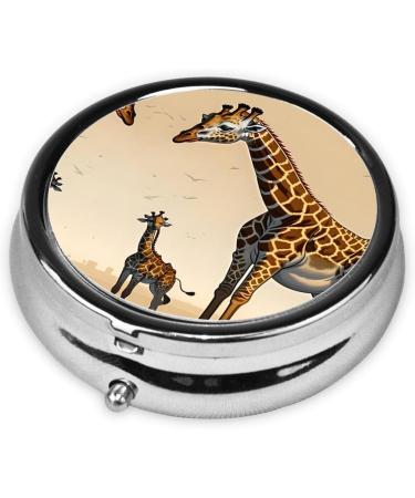 Mother and Child Giraffe Round Pill Box | 3 Compartment Travel Organizer | Portable Pill Box for Travel - Buy Online on GoSupps.com