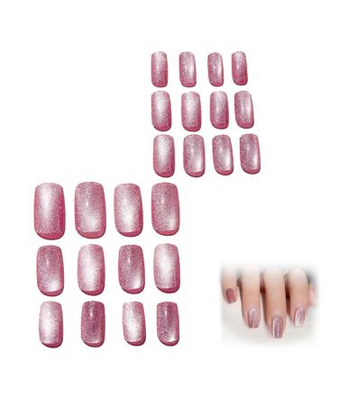 1 Set Cat Eyes Press On Nails Medium Square Press On Nails Full Cover Press On Nails Fake Nails Multipurpose Glue On Nails Beauty Supplies