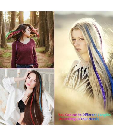 Hair Tinsel Kit 37inch Glitter Hair Tinsel Extensions 13 Colors PET Safe Bright Color Holographic Sparkle Shiny Straight Hair Extensions for Women Girls - Buy Online on GoSupps.com
