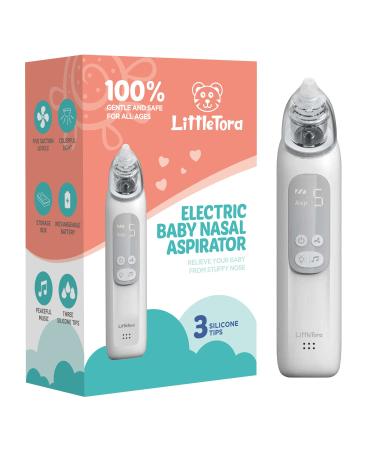 LitteTora Rechargeable Baby Nasal Aspirator - Electric Nose Sucker Baby Nose Cleaner - Toddlers Booger Mucus Sucker - Baby Vac Nasal Aspirator - Infant Booger Suction Removal Device