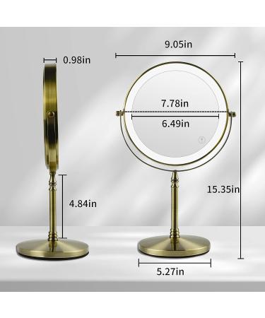 Nicesail Rechargeable Makeup Mirror with 7X Magnification | 3 Color Lighting | Adjustable Brightness | 360 Rotation | Double Sided | Antique Bronze - 8 Inch - Buy Online on GoSupps.com