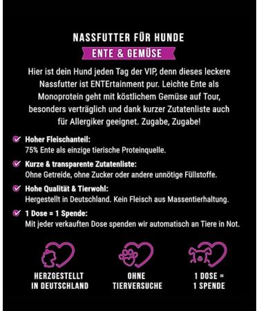 Tales & Tails Let me Entertain You Wet dog food | With 75% duck as animal protein source | Monoprotein | High acceptance and tolerance | 12 x 400 g - Buy Online on GoSupps.com