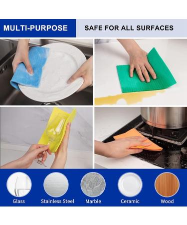uaelua Reusable Dish Cloths Cellulose Sponge Cloth for Kitchen Absorbent Cleaning Cloth 10 Pack Multi Colors - Buy Online on GoSupps.com