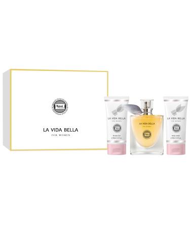 Hybrid & Company Women La Vida Bella 3 Pcs Gift Set Contain 100ml Perfume 90ml Body Lotion 90ml Shower Gel La Vida Bella Gift Set