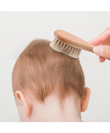 Haakaa Wooden Baby Hair Brush - Natural Soft Goat Bristles, Ideal for Cradle Cap - Perfect Baby Registry Gift - 1PC - Buy Online on GoSupps.com