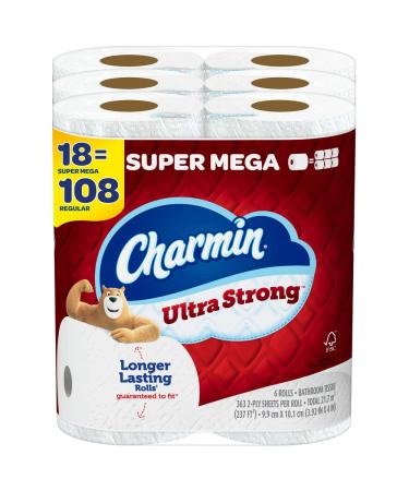 Charmin Ultra Strong Toilet Paper 18 Super Mega Rolls, 363 Sheets Per Roll (Packaging May Vary) 18 - Super Mega Roll