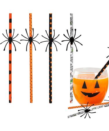 Halloween Straws - Decorative Drinking Paper Straws with Spider Design Halloween Decorative Drinking Straws Halloween Supplies for Kids Pochy 10 Spiders - Buy Online on GoSupps.com