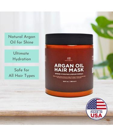 Radha Beauty Argan Oil Hair Mask 8 oz. - 100% Organic Hydrating Repair Formula with Argan Oil, Coconut Oil, Aloe Vera - Buy Online on GoSupps.com