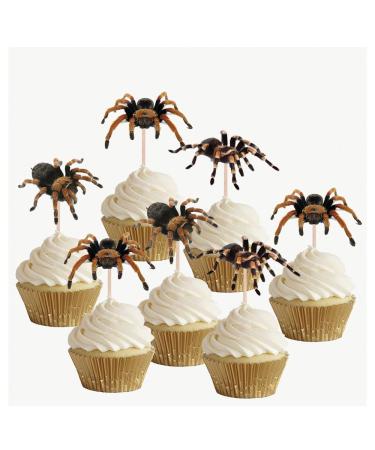 Halloween Tarantula Spiders Cupcake Toppers Party Food Decorations Sticks Picks (24 Pack)