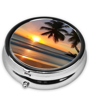 Buy Sunset Beachround Pill Box - 3 Compartment Portable Organizer for Travel & Purse - International Shipping Available - Buy Online on GoSupps.com