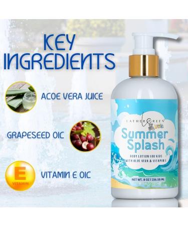 Lather Green Kids Body Lotion Plant Based Gentle Moisturizer with Shea Butter Safe for Sensitive Skin Summer Splash 3 Pack (8 oz Each) - Buy Online on GoSupps.com