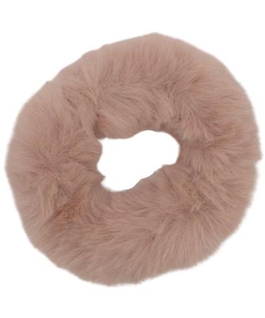 Topkids Accessories Super Fluffy Faux Fur Scrunchie Medium Size Scrunchie for Thick & Thin Hair for Women & Girls Pretty Hair Hair Tie Hair Bobbles Fluffy Scrunchies Ponytail Holder (Dusty Pink)