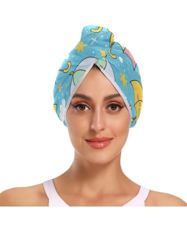 Umbrella Hair Towel 2 Pack Super Absorbent Hair Drying Towel Quick Dry Hair Turbans Head Towel with Button Twisty Wrap for Women Girls
