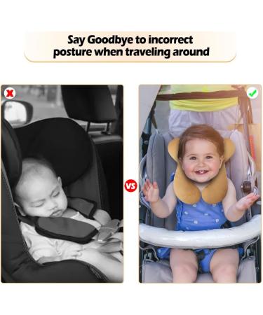 KAKIBLIN Baby Travel Pillow | Head & Neck Support for Car Seat and Pushchair | Brown | 0-1 Years Old - Buy Online on GoSupps.com