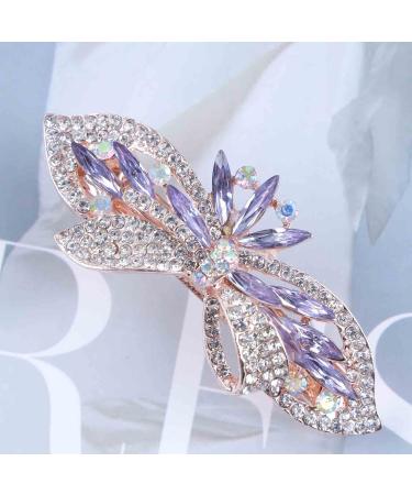TseenYi Crystal Hair Clip Rhinestone Wedding Hair Clip Flower Bow Crystal Hair Clip Shiny Bridal Decorative Headpiece Rhinestone Hair Pins for Women and Girls (Purple Crystal) - Buy Online on GoSupps.com