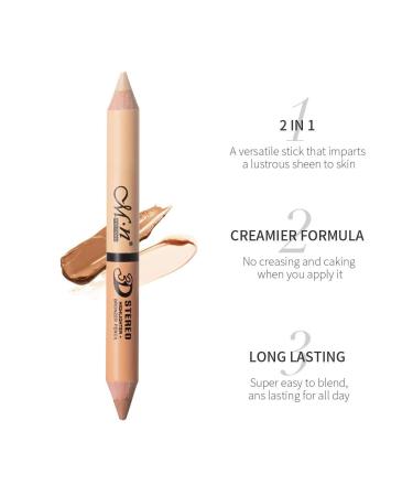 MEICOLY Highlight Contour Stick 6 Color Double-Headed Face Bronzer & Shimmer Cream Pen | 3D Contour Set with Pencil Sharpener - Buy Online on GoSupps.com