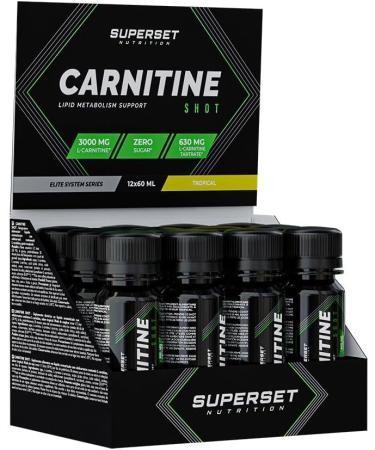 Superset Nutrition - Carnitine Shot (12x60ml) - L-Carnitine in oral solution for optimal absorption - Ideal in dry periods! -Tropical flavor - Buy Online on GoSupps.com