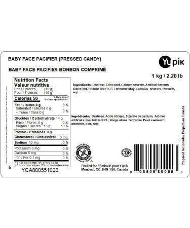 Yupik Baby Pacifier Pressed Candies 1 kg Kosher Gluten-Free Multicolored Fruity Flavors Dummy-Shaped Treats Candy Machine Refills Fun & Nostalgic Ideal for Gifting Halloween & Holidays 1 kg (Pack of 1) - Buy Online on GoSupps.com