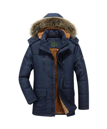 Hanxiulin fleece plush jacket fluffy warm zipper wool jacket sweatshirt men basic hooded jacket quilted jacket autumn coat cardboard jacket jacket dark blue l