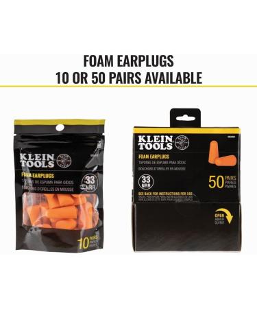 Klein Tools 6054010 Foam Earplugs  33dB NRR  Orange  with Resealable Bag  for Construction  Loud Noise  and Work  10-Pair - Buy Online on GoSupps.com