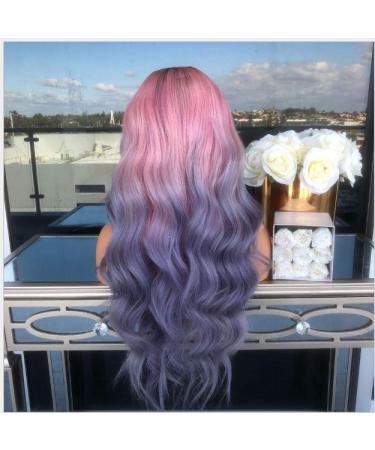 BGHJUE Gradient Purple Long Curly Lace Front Wig - Human Hair for Black Women | Pre Plucked Brazilian Remy Hair - Buy Online on GoSupps.com