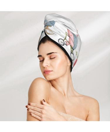 Hair Towel Wrap for Fast Drying | Button Closure Hair Turban | Quick-Dry Head Towel - Animals in Transport Design - Buy Online on GoSupps.com